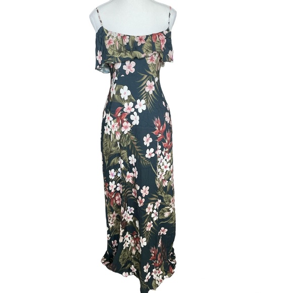 Chaser Tropical Print Strappy Tie-Back Maxi Dress M - Picture 3 of 10